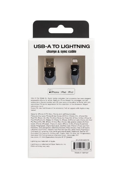 Powerxcel Kevlar 10FT USB-A to Lightning Fast Charging Cable Black 10KUL