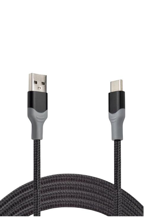Powerxcel Kevlar 10FT USB-A to Type-C Fast Charging Cable Black 10KUC