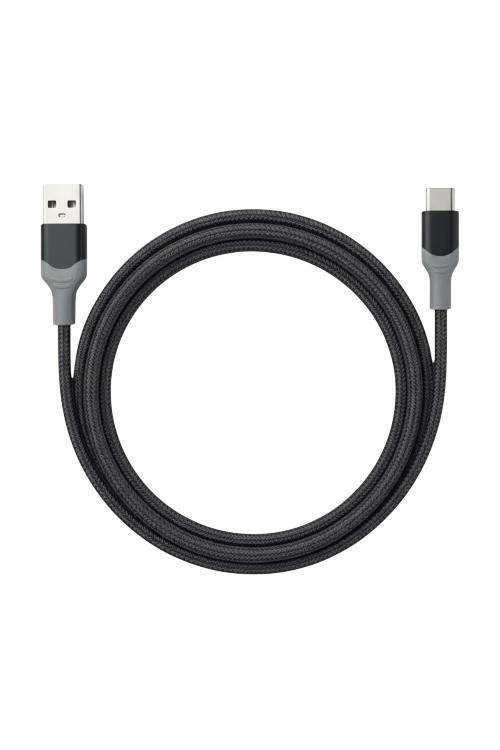 Powerxcel Kevlar 10FT USB-A to Type-C Fast Charging Cable Black 10KUC