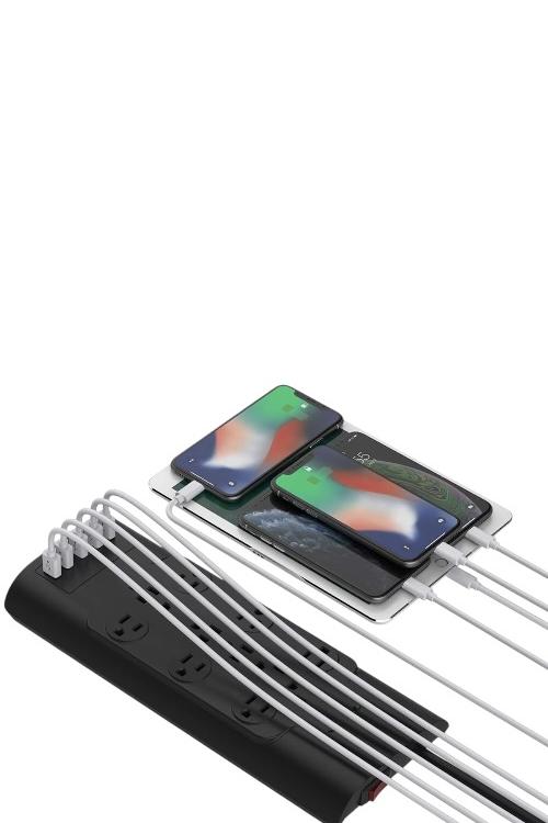 Powrui Power Strip 6FT Heavy Duty Extension Cord with 12 Outlet and 5 USB Ports 5V/6A 30W Black AHR089