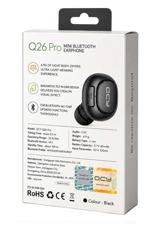 QCY Bluetooth Wireless Earphone Q26PRO Black