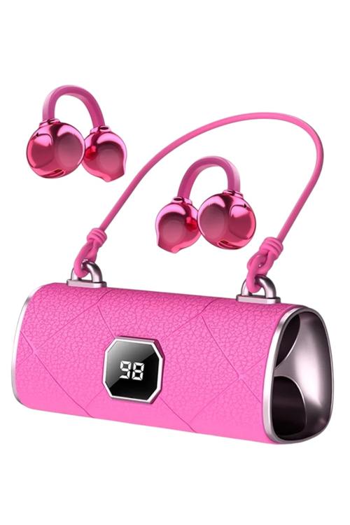 QFX Dynamic Sound Bluetooth 5.4 TWS Earbuds with LED Digital Charging Case, Touch Controls Pink HPE310