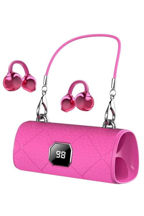 QFX Dynamic Sound Bluetooth 5.4 TWS Earbuds with LED Digital Charging Case, Touch Controls Pink HPE310