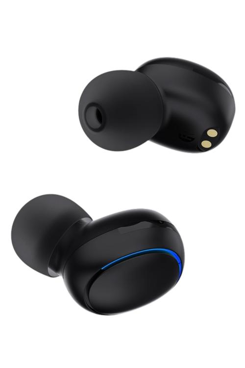 QFX Splashproof Bluetooth 5.3 TWS Earbuds with LED Battery Display Charging Case Black HPE50  