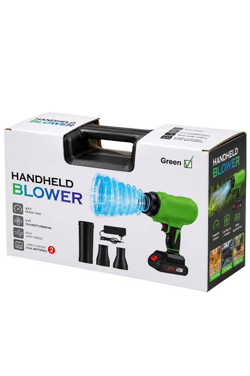 Rechargeable Handheld Air Blower, 21V High-Speed Cordless Design Green