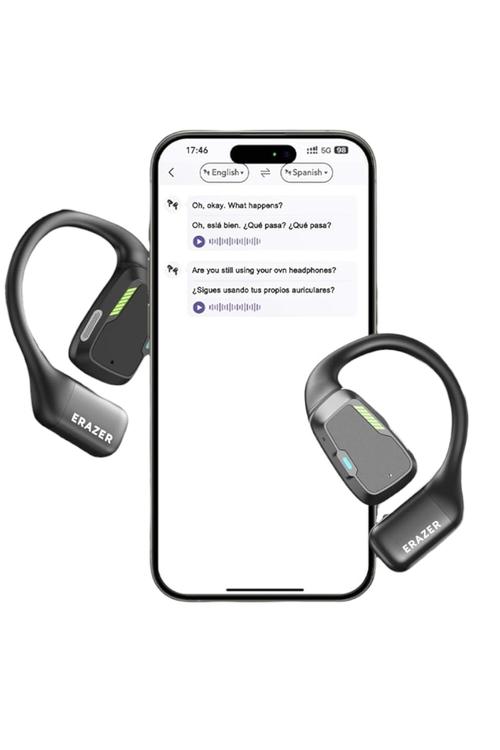 Refurbished Erazer Wireless Earbuds with Charging Case Long Battery Life, Sports Ear-Hook Design, Built-in Display Charging Case Black XP6