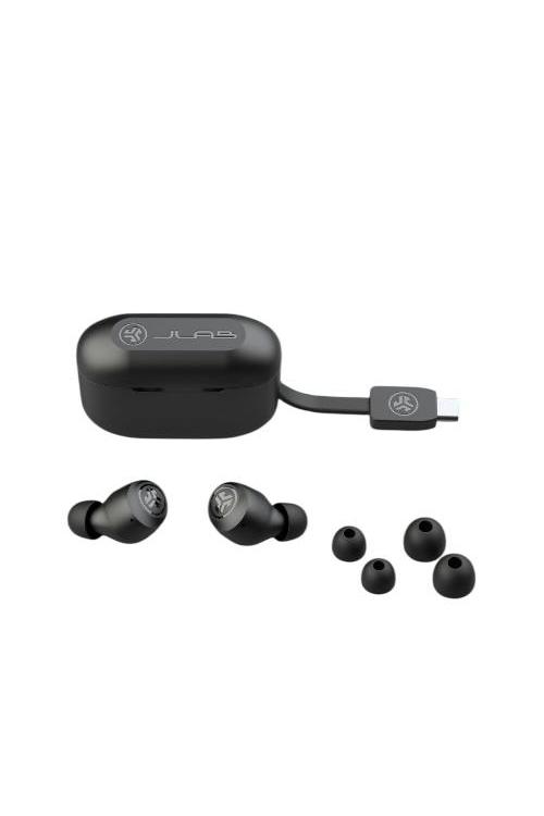 Refurbished Jlab Go Pop Plus True Wireless Earbuds Bluetooth Earbuds with Microphone USB-C Charging Case Dual Connect EQ3 Sound Black POP