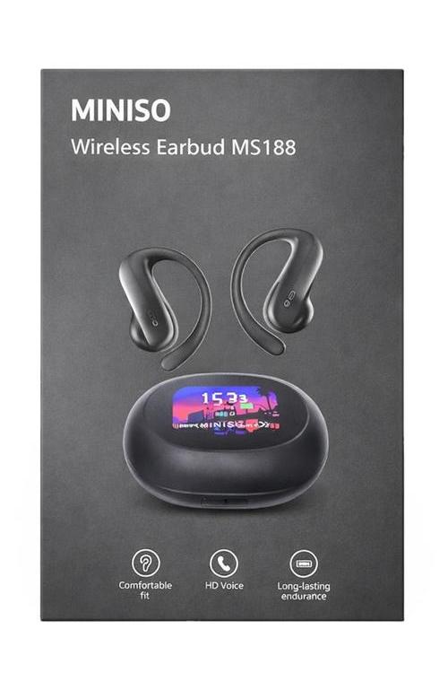 Refurbished Miniso Ai Language Translator Earbuds, Real Time Translator Earbuds, OWS LCD Touchscreen Translator Bluetooth Headphones Support 135 Languages & Accents, for Android & Apple, Black MS188