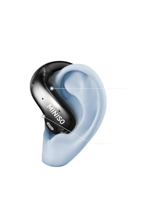 Refurbished Miniso Ai Language Translator Earbuds, Real Time Translator Earbuds, OWS LCD Touchscreen Translator Bluetooth Headphones Support 135 Languages & Accents, for Android & Apple, Black MS188