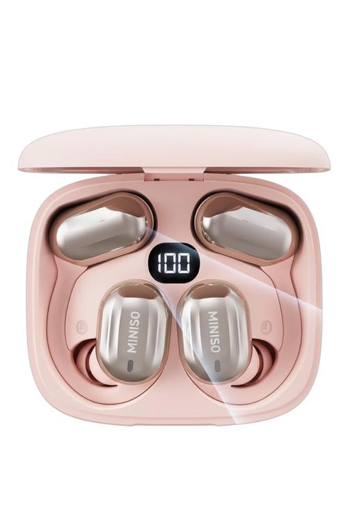 Refurbished Miniso Open Earbud Air Conduction Sports Headphones with Earhook 40 Hours of Playback Waterproof Pink X23