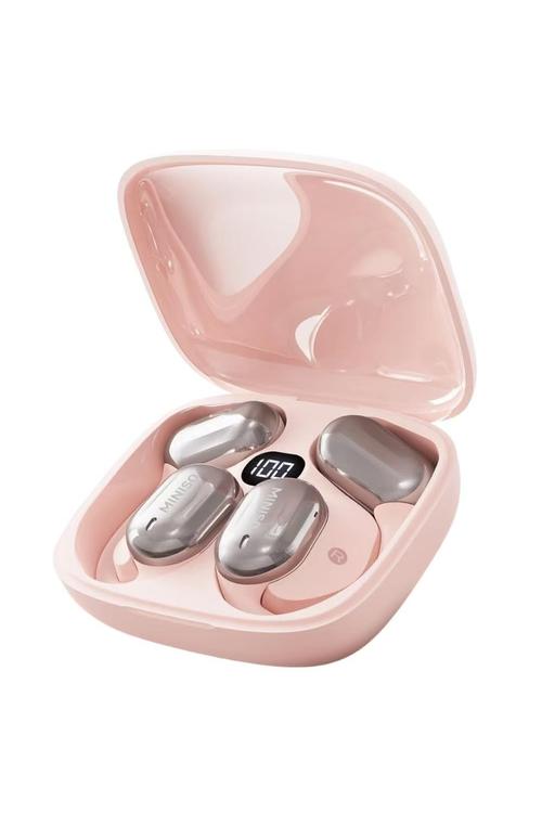 Refurbished Miniso Open Earbud Air Conduction Sports Headphones with Earhook 40 Hours of Playback Waterproof Pink X23