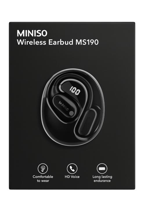 Refurbished Miniso Wireless Earbuds Open Ear Long-Lasting Endurance and HD Voice Black MS190