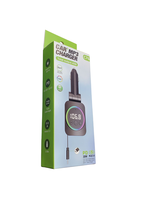 Retractable 45W FM Transmitter Fast Charging C76