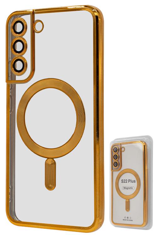 S22 Plus TPU Case With Metallic Magnet Wholesale Gold