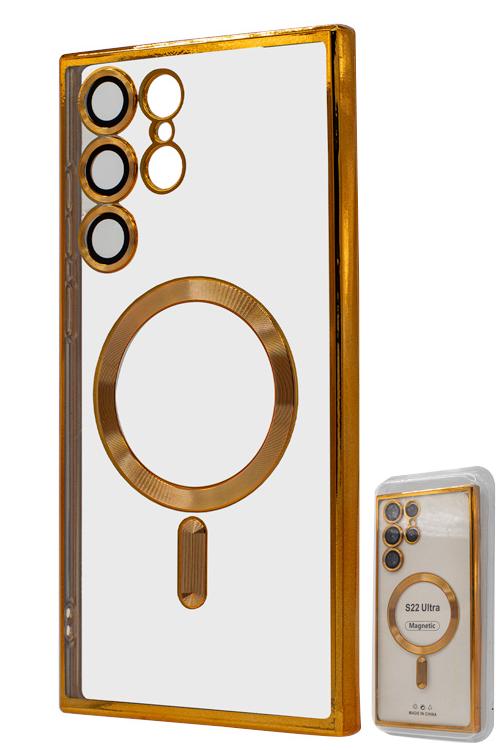 S22 Ultra TPU Case With Metallic Magnet Wholesale Gold