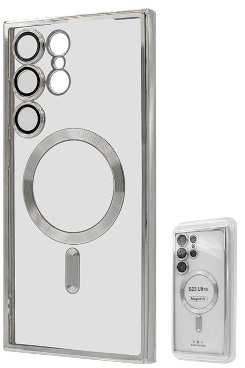 S23 Ultra TPU Case With Metallic Magnet Wholesale Silver