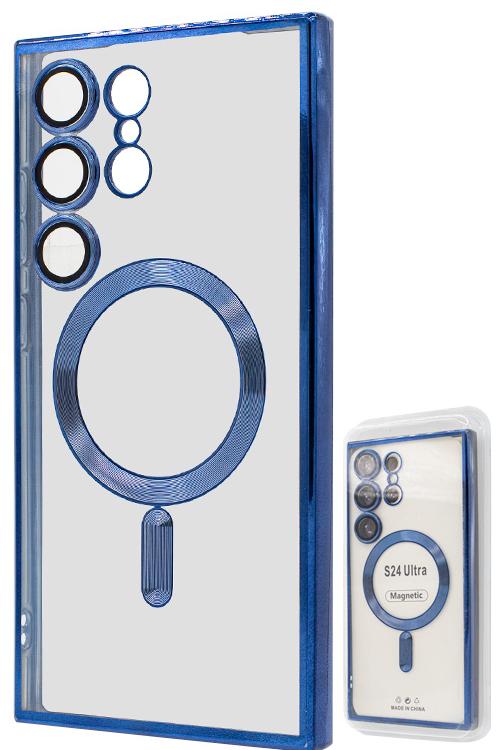 S24 Ultra TPU Case With Metallic Magnet Wholesale Blue