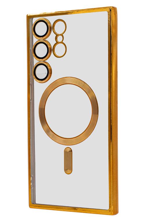 S24 Ultra TPU Case With Metallic Magnet Wholesale Gold