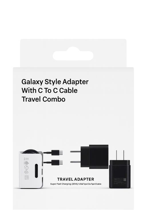 Samsung Style Adapter With C To C Cable Travel Combo TC25W Black