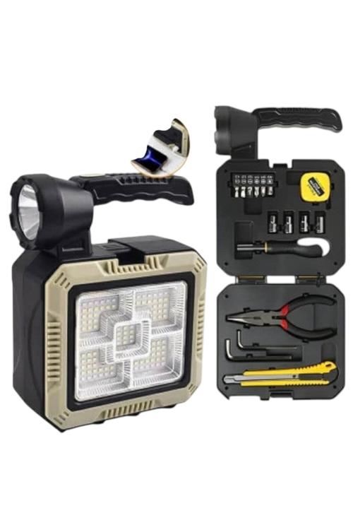 Solar Portable LED Lamp Dual Light Source, Solar Charging Gray MW916