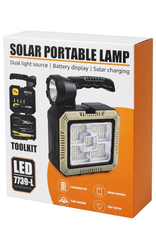Solar Portable LED Lamp Dual Light Source, Solar Charging Gray MW916