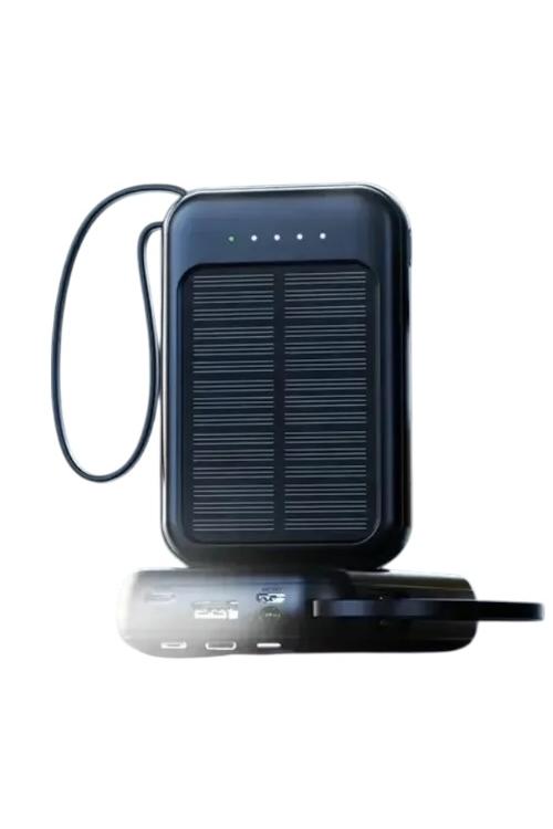 Solar Power Bank 10000mAh Portable USB Charger with 4in1 Charging Cables X4
