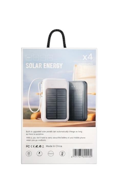 Solar Power Bank 10000mAh Portable USB Charger with 4in1 Charging Cables X4