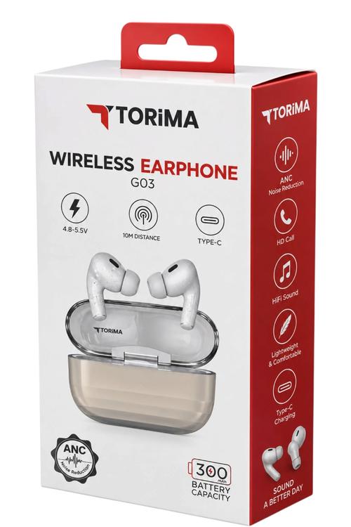 Torima ANC Wireless Earbuds with 300mAh Charging Case Beige G03