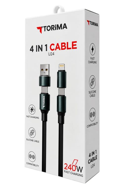 Torima Universal 4in1 240W Fast Charging Silicone Cable U24