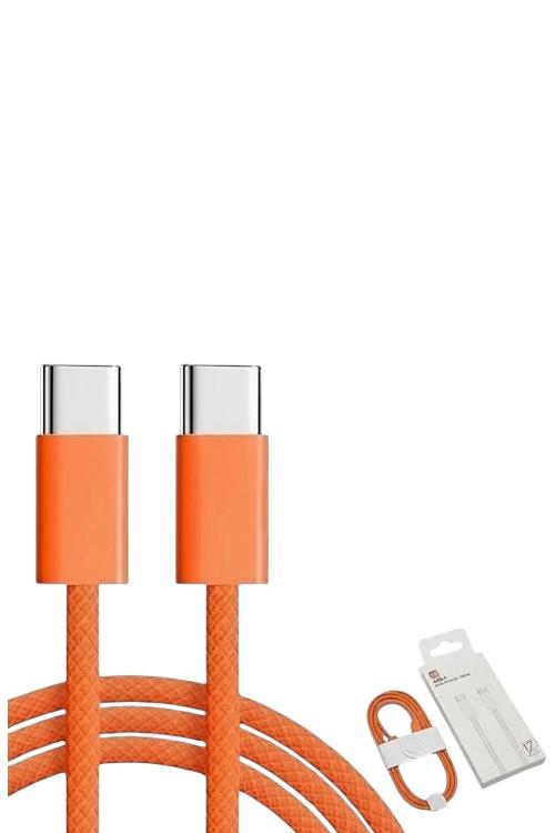 Type-C to Type-C Fabric Cable in Box Orange MW907