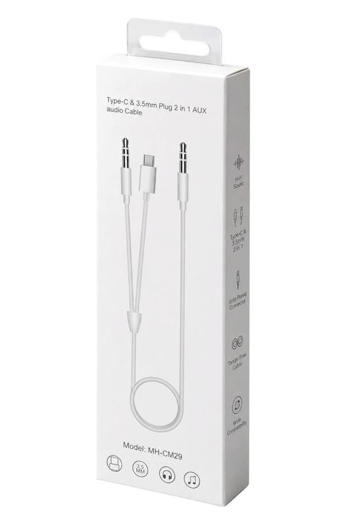 USB-C and 3.5mm to 3.5mm AUX Cable, 2in1 Audio Adapter MHCM29