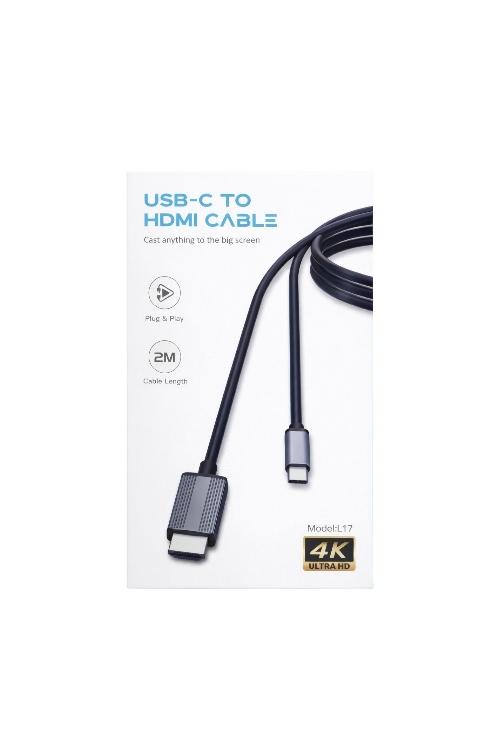 USB-C to HDMI Cable 4K 2M Plug and Play Display Adapter L17