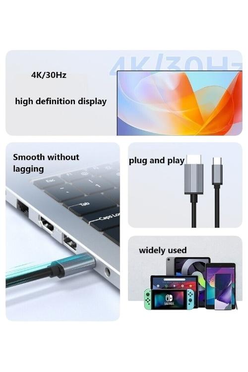 USB-C to HDMI Cable 4K 2M Plug and Play Display Adapter L17