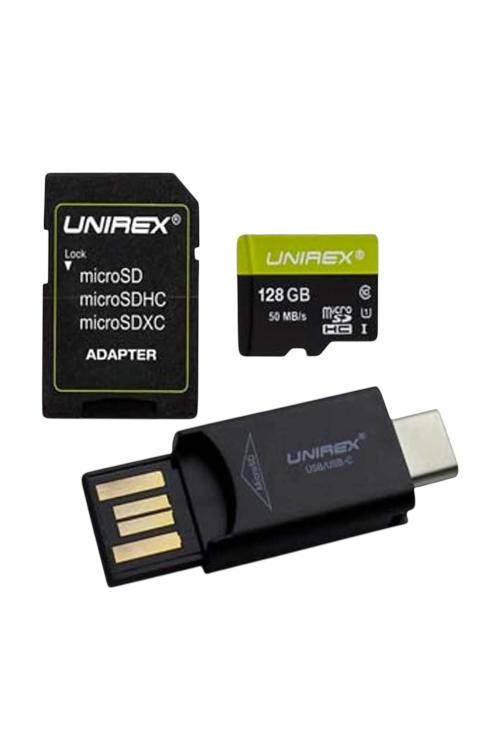 Unirex 128GB MicroSD with USB Reader and SD Adapter MTC328M