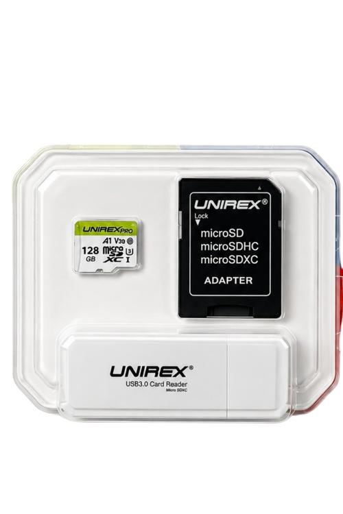 Unirex 128GB microSDXC Memory Card with USB 3.0 Reader and SD Adapter MTC128S