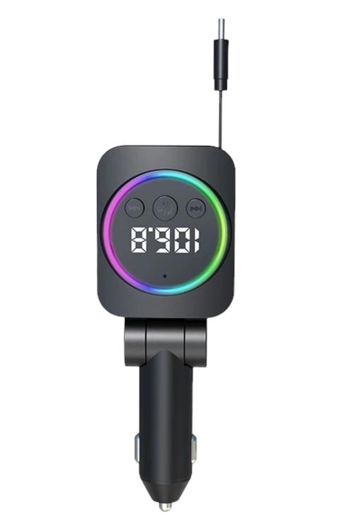 Universal 45W Car MP3 Charger with FM Transmitter, LED Display and USB-C Cable C76