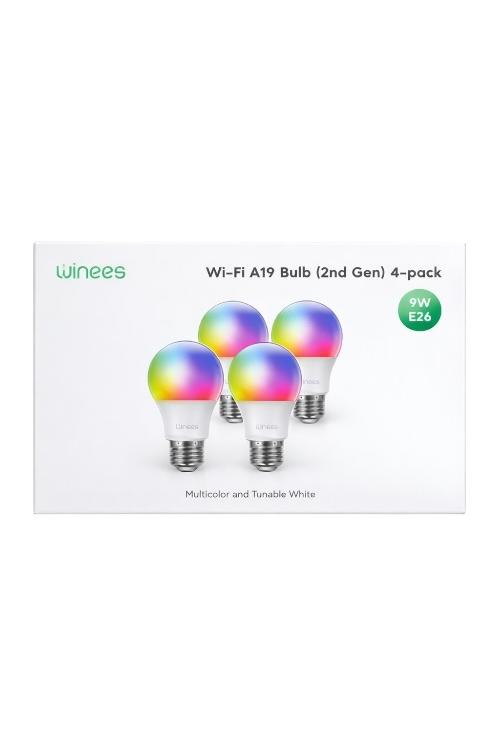 Wi-Fi Smart A19 Color Bulbs (2nd Gen), 9W 4 Pack E26
