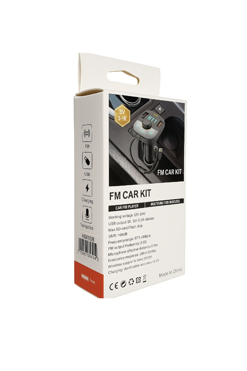 Wireless FM Transmitter with 3 Cables In 1 HM108 
