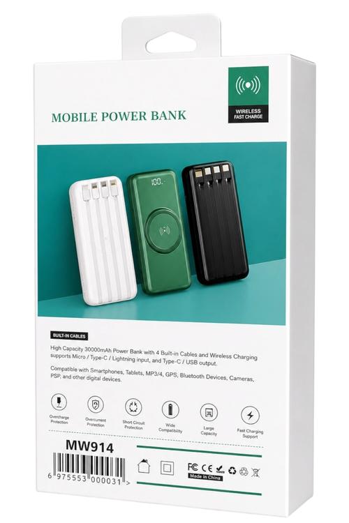 Wireless Power Bank 10,000 Mah 4in1 MW914