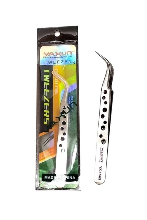 YAXUN Anti-static Stainless Steel Fine-tip And Curved Tweezer YX15AS