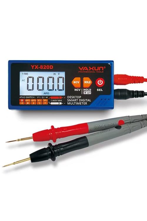 YAXUN Desktop Smart Digital Multimeter with a built-in lithium battery and NCV YX820D