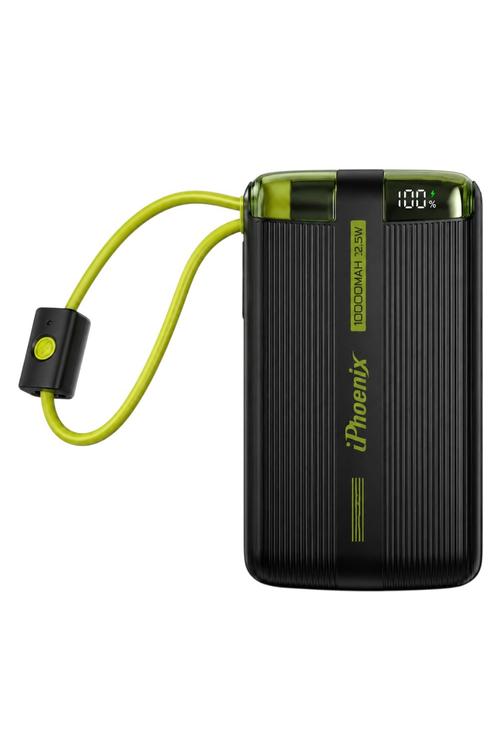 iPhoenix 10,000mAh 22.5W Fast Charging Power Bank with Built-In Cables IP180