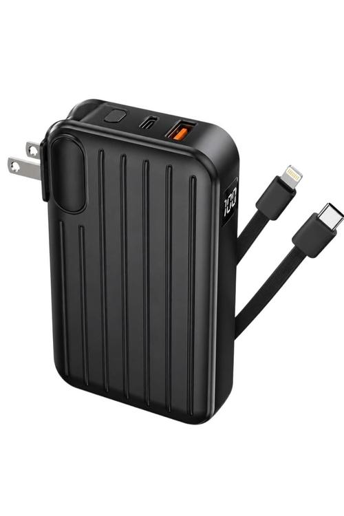 iPhoenix 10,000mAh Travel Power Bank with 4in1 Cables and Digital Display Black IP200