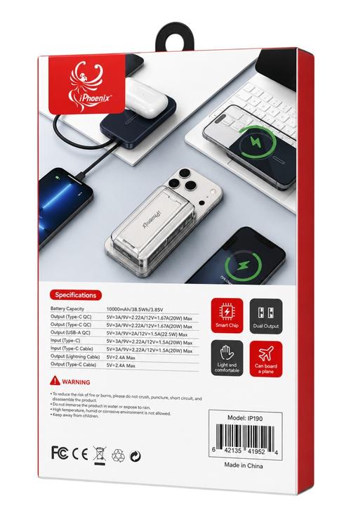 iPhoenix 22.5W Fast Charging 10,000mAh Power Bank with 15W Wireless Charging IP190