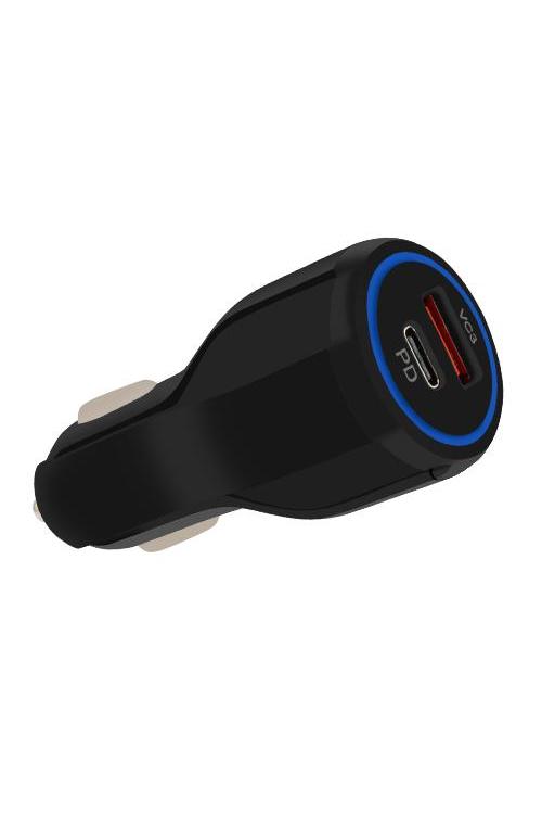 15W PD Car Charger With USB Port MW8182 BLACK