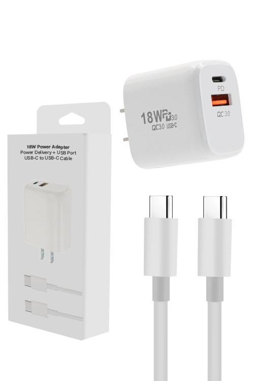 18W PD USB Wall Plug Combo With Type-C To C Cable MW8183