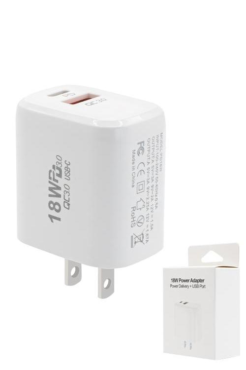 18W PD Wall Charger With USB Port MW8185 WHITE