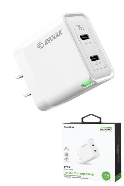 35W GaN Dual USB-C Wall Charger EK2003 