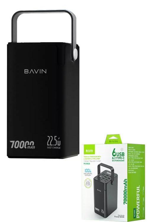 Bavin 70,000 mAh 22.5W Power Bank With 6 USB Ports And Flashlight PC1062S