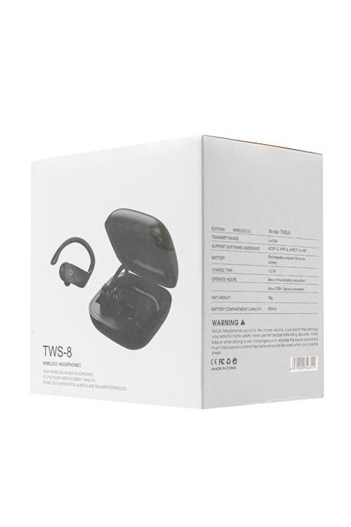 Bluetooth True Wireless Twin Earbuds With Hook TWS8